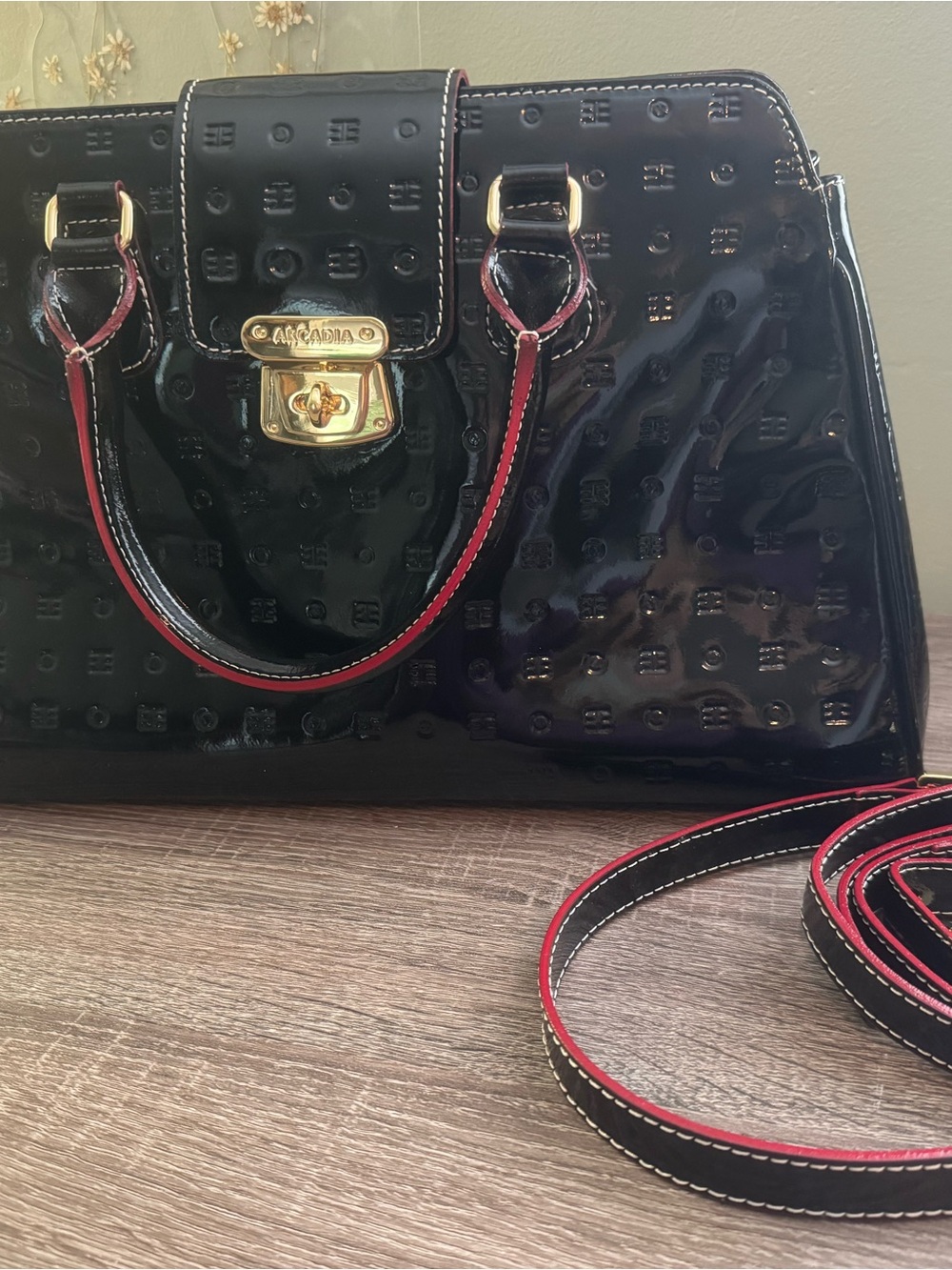 Arcadia Teresa Large Top Handled Patent Leather Handbag
